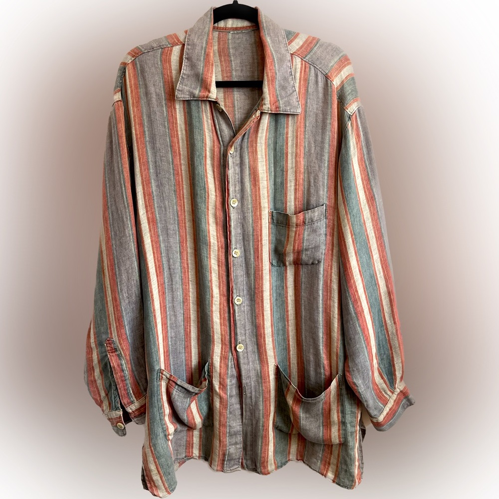 Long Linen Casual Shirt / Smock / Chore Coat